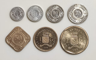 Antillit 1, 2 1/2, 5, 10, 25 Cent, 1, 2 1/2 Gulden 1990