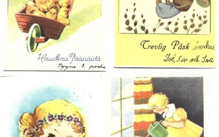 Vanha pääsiäiskortit, 4 kpl : Pääsiäistouhuja
