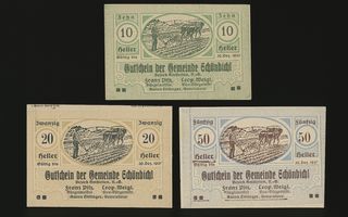 Itävalta Notgeld 10, 20, 50 Heller, Schönbichl 1920