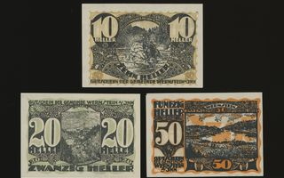 Itävalta Notgeld 10, 20, 50 Heller, Wernstein 1920