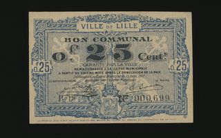 Ranska 25 Centimes, Lille 13.7.1917, VF