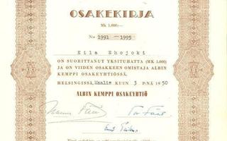 1950 Albin Kemppi Oy, Helsinki osakekirja