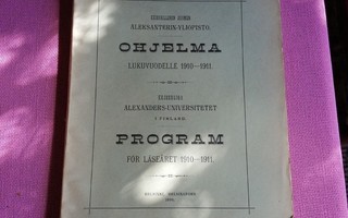 Aleksanterin-yliopisto ohjelma 1910-1911