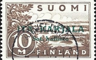 1941 I-K Vihreä lisäp 10 mk alareuna LOISTO LaPe I-K 14