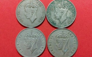 Englanti East-Africa, 1 Shilling 1948, 1850, 1950, 1952 (4)