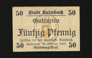 Saksa Notgeld 50 Pfennig, Kulmbach 11.10.1918