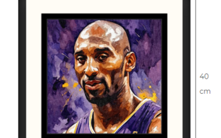 Uusi Kobe Bryant Lakers taulu koko 40 cm x 40 cm kehyksineen