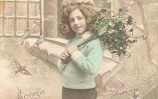LAPSI / Poika ja mistelin oksia talven keskellä. 1900-l.