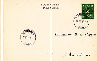 Postikortti Itä-Karjala Sot.Hallinto Kontupohja Leima 1944
