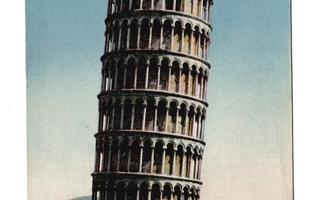 Wanha kulkematon väripostikortti - Pisan kalteva torni
