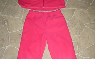 Aniliininpun. fleeceasu (takki + housut) tytölle,koko 104 cm