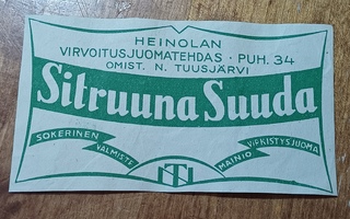 Sitruuna suuda N.Tuusjärvi Heinola etiketti.