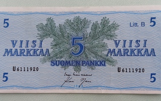 5 markkaa 1963 Litt. B