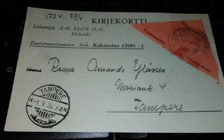Postiennakko Kortti 1926 Tampere PK200/3
