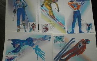 Olympialaiset ehiö-postikortit urheilu 5 kpl / postimerkki