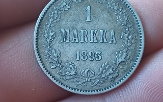 1 Markka 1893 hopeaa.