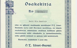 1960 Länsi-Suomi Oy, Rauma osakekirja