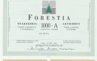 1989 Forestia Oy spec, Espoo pörssi osakekirja