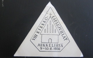 Kirkko laulujuhlat 9 - 10.6.1956 Mikkelissä -materiaalia
