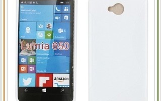 Lumia 650 - Valkoinen TPU-kuori & suojakalvo #20810