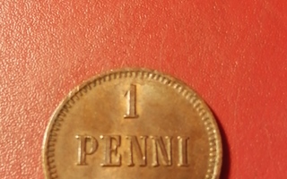 *Suomi *  1 penniä  *1917  *   Copper/Kupari *1+/EF