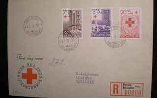 Kirjattu FDC-kuori Punainen Risti 1951 - 17.3.1951