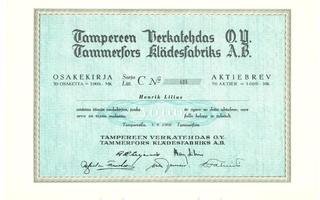 1968 Tampereen Verkatehdas Oy, Tampere pörssi osakekirja