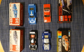 4kpl Tomica made in japan upeat toyota celica, nissan mallit