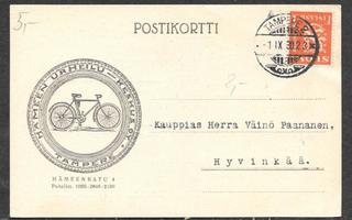 Postilähetys -  Yl.m. 1mk (LAPE 150) Tampere 2 1.9.1930