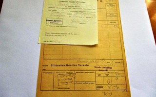 1940 Suonenjoki evakuointirahtikirja Ristijärvelle