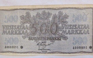 500 mk 1955 * Tähti A0000851* Aika Hyvä Rapea