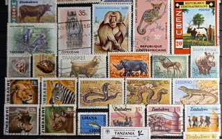 AFRIKAN ELÄIMET eläinaiheiset merkit suuri levyllinen