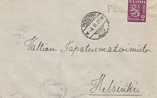1937, Kirje Pieksämä, rivileima Pitkäsmäki