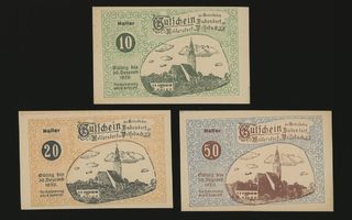 Itävalta Notgeld 10, 20, 50 Heller, Bubendorf 1920