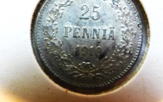 Raha kolikko 25 penniä 1916   2kpl hopea
