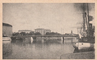 Turku -  Uus silta  - purjelaiva -   vanha kortti