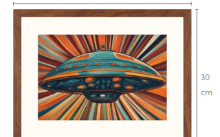 Uusi UFO taulu 30 cm x 40 cm kehyksineen