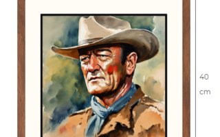Uusi John Wayne cowboy taulu 40 cm x 40 cm kehyksineen