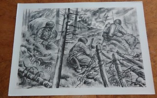 Jatkosota Liekinheitin Sotapiirros Lindeberg 1942