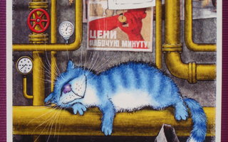 Irina Zeniuk sininen kissa nukahtanut työn ääreen