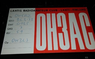 Lahti QSO kortti 1972  PK800/6