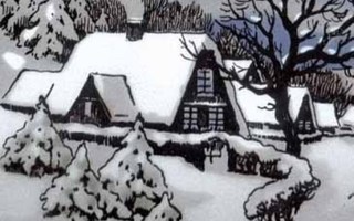 NOSTALGIA / Lumipeitteinen kylämaisema. 1900-l.
