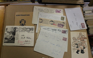Kenttähartaus-vihkonen 1941 ja kenttäpostin kuoret, kortit