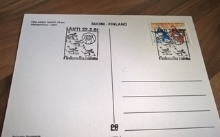 Postikortti Finlandia Hiihto Lahti 1981 erikoisleimalla