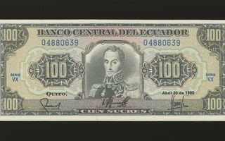 Ecuador 100 Sucres 2.4.1990, P123(3), UNC