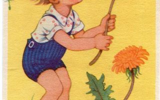 Lapsi - Poika ja kukat 2 - Kortti 1940-50-luvulta