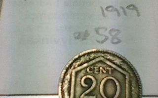 Italia 20 centesimi 1919, km#58