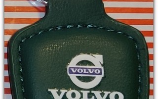 Pieni vihreä nahkainen Volvo avaimenperä