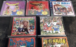 Lasten CD-levyjä (mm. Ti-Ti Nalle, Pocahontas, The Muppets)