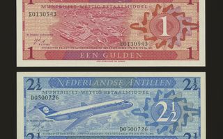 Netherlands Antilles 1, 2 1/2 Gulden 1970, P20-21, UNC